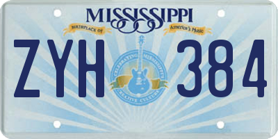 MS license plate ZYH384