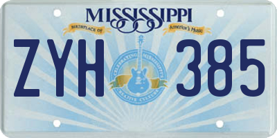MS license plate ZYH385