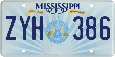 MS license plate ZYH386