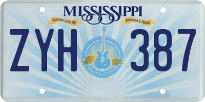 MS license plate ZYH387