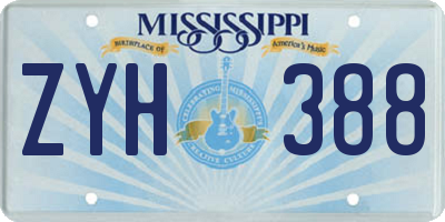 MS license plate ZYH388
