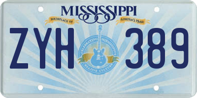 MS license plate ZYH389