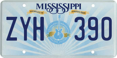 MS license plate ZYH390