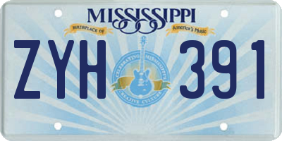 MS license plate ZYH391