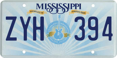 MS license plate ZYH394