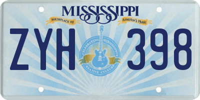 MS license plate ZYH398