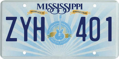 MS license plate ZYH401