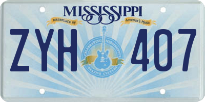 MS license plate ZYH407