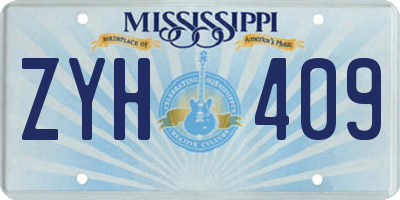 MS license plate ZYH409