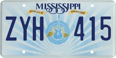 MS license plate ZYH415