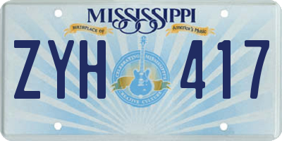 MS license plate ZYH417