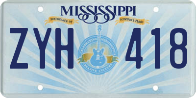 MS license plate ZYH418