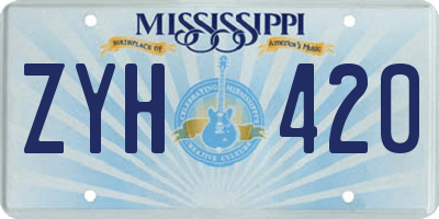 MS license plate ZYH420