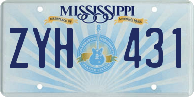 MS license plate ZYH431