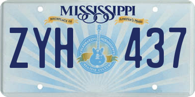MS license plate ZYH437