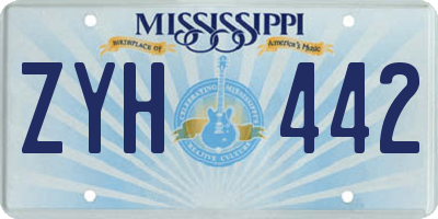MS license plate ZYH442