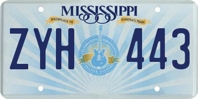 MS license plate ZYH443