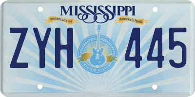 MS license plate ZYH445