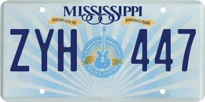 MS license plate ZYH447