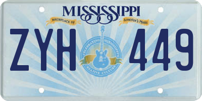 MS license plate ZYH449