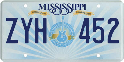 MS license plate ZYH452