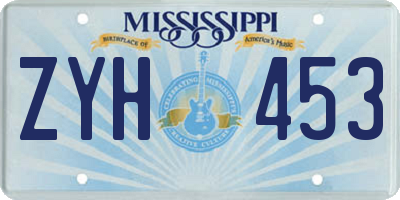 MS license plate ZYH453