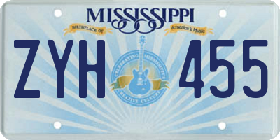 MS license plate ZYH455