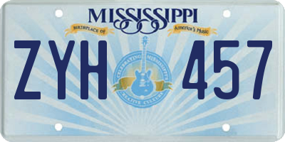MS license plate ZYH457