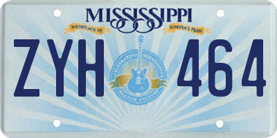 MS license plate ZYH464