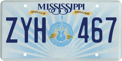 MS license plate ZYH467