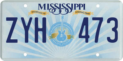 MS license plate ZYH473