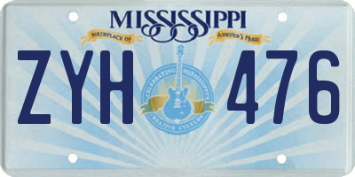 MS license plate ZYH476