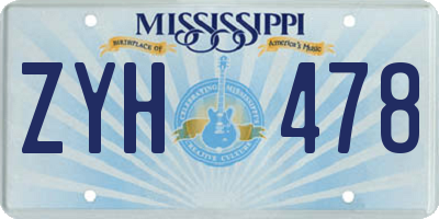 MS license plate ZYH478