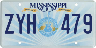 MS license plate ZYH479