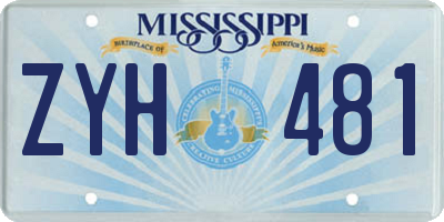 MS license plate ZYH481