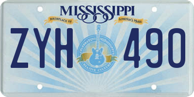 MS license plate ZYH490