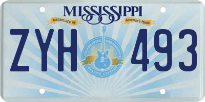 MS license plate ZYH493