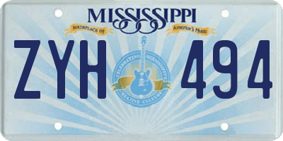 MS license plate ZYH494