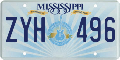 MS license plate ZYH496