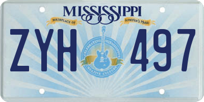 MS license plate ZYH497