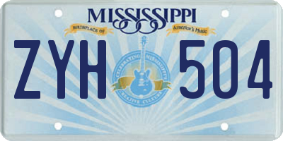 MS license plate ZYH504