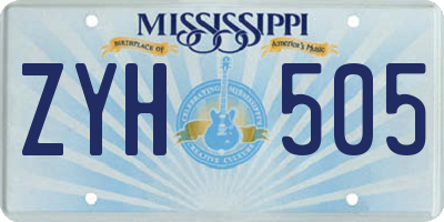 MS license plate ZYH505