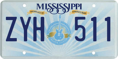 MS license plate ZYH511