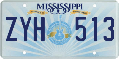 MS license plate ZYH513