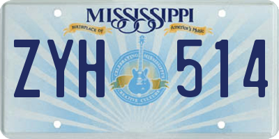 MS license plate ZYH514