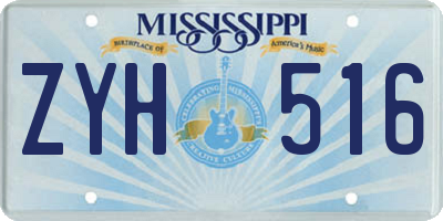 MS license plate ZYH516