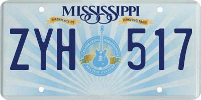 MS license plate ZYH517