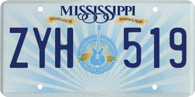 MS license plate ZYH519