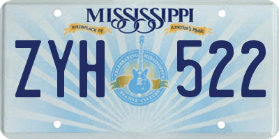 MS license plate ZYH522