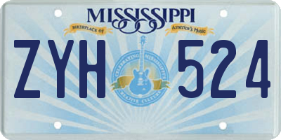 MS license plate ZYH524